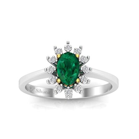 0,60 Karat Pırlantalı Zümrüt Yüzük