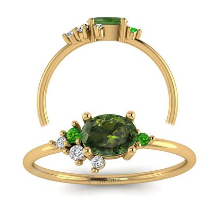 Tasarım Renkli Taşlı Pırlanta Yüzük