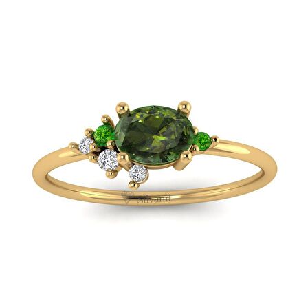 Tasarım Renkli Taşlı Pırlanta Yüzük