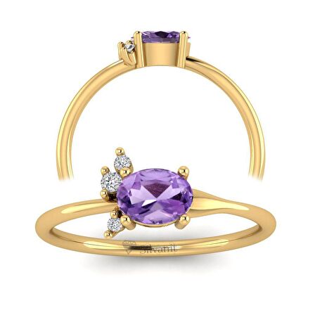 Tasarım Renkli Taşlı Pırlanta Yüzük