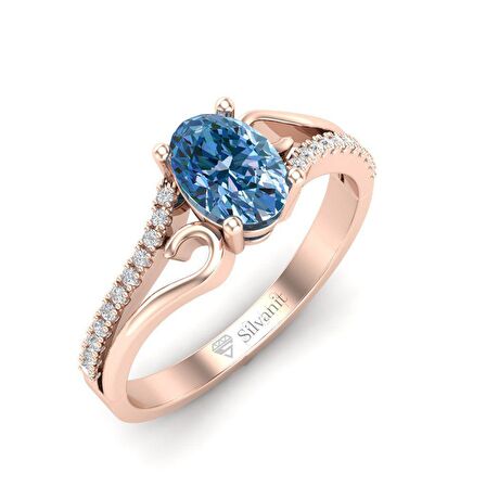 Tasarım Blue Topaz Taşlı Pırlanta Yüzük