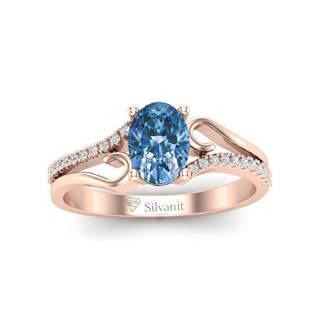 Tasarım Blue Topaz Taşlı Pırlanta Yüzük