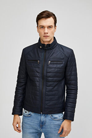 Communis Mavi Erkek Deri Mont