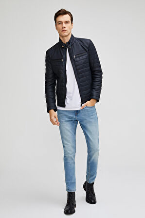 Communis Mavi Erkek Deri Mont