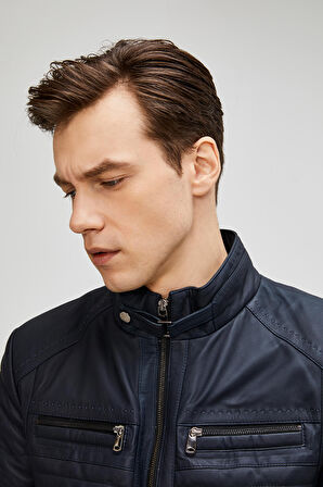 Communis Mavi Erkek Deri Mont