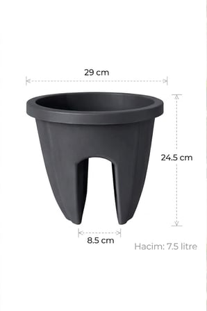 Dekoratif Balkon Korkuluk Saksısı Oval 3 Adet