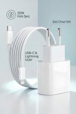 Iphone 8 Plus Uyumlu 20W Hızlı Şarj Aleti Adaptör + Kablo