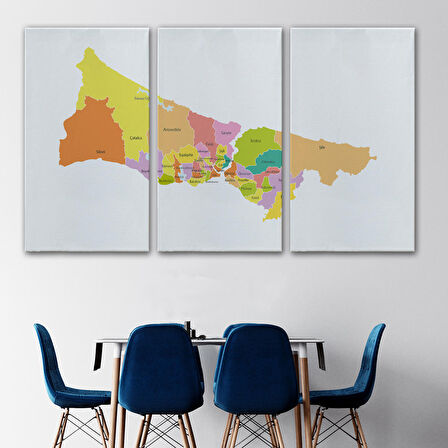 Harita Sepeti İstanbul İlçeler Haritası Dekoratif Kanvas Tablo 1017