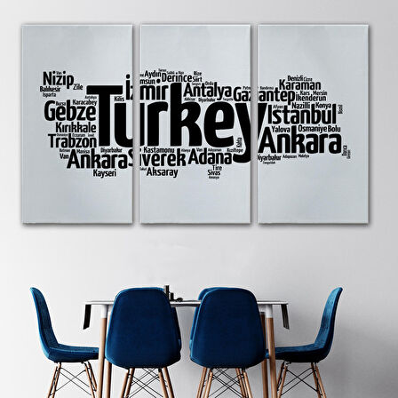 Harita Sepeti İller İsimli Dekoratif Kanvas Tablo 1018