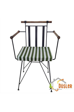 40x40 Yeşil Beyaz Çizgili Su ve Leke İtici Fermuarlı Bağcıklı Sandalye Minderi 5 cm