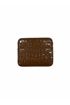 Croco Desen Parlak Suni Deri Çift Taraflı Kadın Kartlık (Kutulu Gönderim)