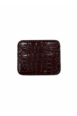 Croco Desen Parlak Suni Deri Çift Taraflı Kadın Kartlık (Kutulu Gönderim)