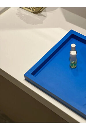 Kare Mavi Rengi Model Dekorasyon Düzenleyici Ahşap Tepsi