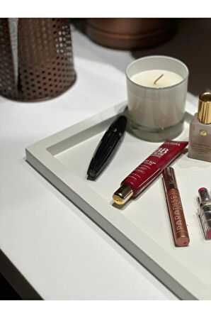 Beyaz Dikdörtgen Tepsi Dekorasyon Düzenleyici Ahşap Tepsi