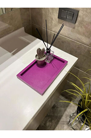 Hazeran Moru Mini Dikdörtgen Rengi Model Dekorasyon Düzenleyici Ahşap Tepsi (29X19 CM)