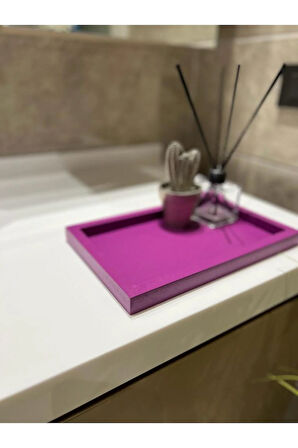 Hazeran Moru Mini Dikdörtgen Rengi Model Dekorasyon Düzenleyici Ahşap Tepsi (29X19 CM)