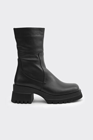 Klasik Hakiki Deri Topuklu Kadın Çizme