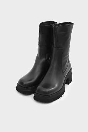 Klasik Hakiki Deri Topuklu Kadın Çizme