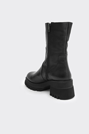 Klasik Hakiki Deri Topuklu Kadın Çizme