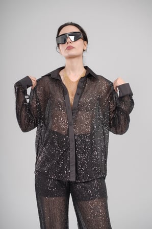 Oversize Kesim Pul Payet Gömlek