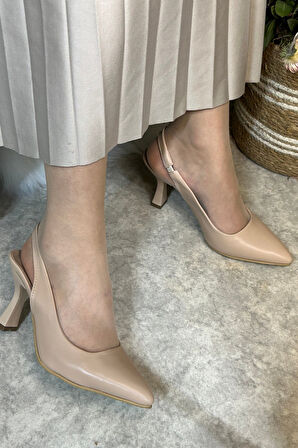 Günlük Kadın Sivri Burun Saten Kumaş Düz Desensiz İnce Arkası Açık Topuklu Model Abiye Ayakkabı 101b