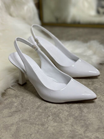 Günlük Kadın Sivri Burun Saten Kumaş Düz Desensiz İnce Arkası Açık Topuklu Model Abiye Ayakkabı 101b