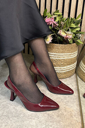 Günlük Kadın Sivri Burun Saten Kumaş Düz Desensiz İnce Arkası Açık Topuklu Model Abiye Ayakkabı 101b