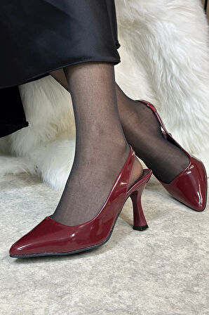 Günlük Kadın Sivri Burun Saten Kumaş Düz Desensiz İnce Arkası Açık Topuklu Model Abiye Ayakkabı 101b