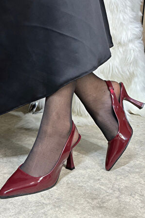 Günlük Kadın Sivri Burun Saten Kumaş Düz Desensiz İnce Arkası Açık Topuklu Model Abiye Ayakkabı 101b