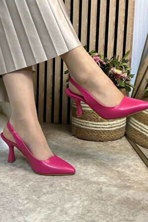 Günlük Kadın Sivri Burun Saten Kumaş Düz Desensiz İnce Arkası Açık Topuklu Model Abiye Ayakkabı 101b