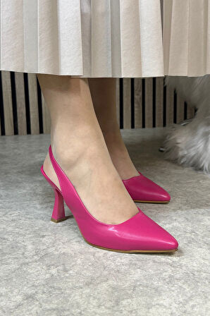 Günlük Kadın Sivri Burun Saten Kumaş Düz Desensiz İnce Arkası Açık Topuklu Model Abiye Ayakkabı 101b