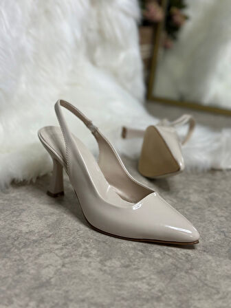 Günlük Kadın Sivri Burun Saten Kumaş Düz Desensiz İnce Arkası Açık Topuklu Model Abiye Ayakkabı 101b