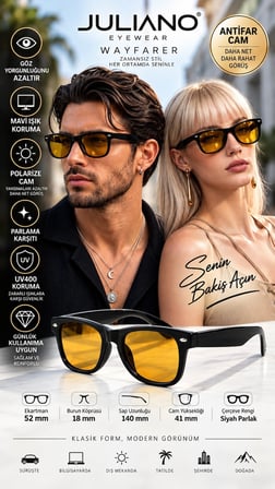 Wayfarer  Antifar, Polarize ve Mavi Işık Korumalı Gözlük