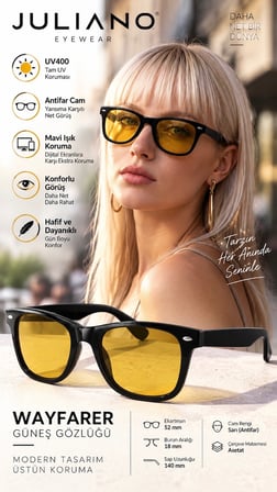 Wayfarer  Antifar, Polarize ve Mavi Işık Korumalı Gözlük