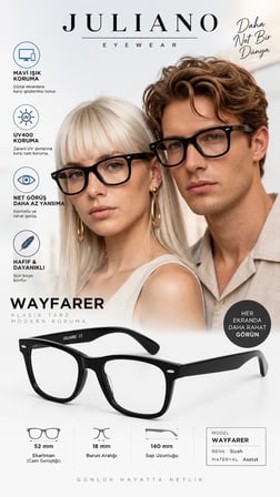 Wayfarer  JULIANO Mavi Işık Korumalı Gözlük