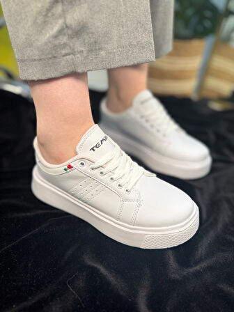 Günlük Kadın Spor Ayakkabı Ortopedik Vegan Deri Bağcık Hafif Kalın Yüksek Taban Yürüyüş Sneaker 102