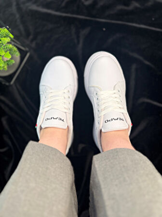 Günlük Kadın Spor Ayakkabı Ortopedik Vegan Deri Bağcık Hafif Kalın Yüksek Taban Yürüyüş Sneaker 102