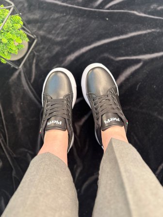 Günlük Kadın Spor Ayakkabı Ortopedik Vegan Deri Bağcık Hafif Kalın Yüksek Taban Yürüyüş Sneaker 102