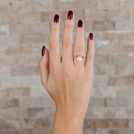 Zirkon Taşlı Spider Tasarım Rose Renk 925 Ayar Gümüş Kadın Yüzük