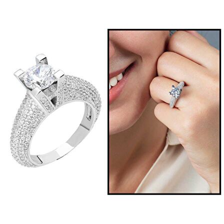Starlight Diamond Pırlanta Montür Avangarde 925 Ayar Gümüş Bayan Tektaş Yüzük