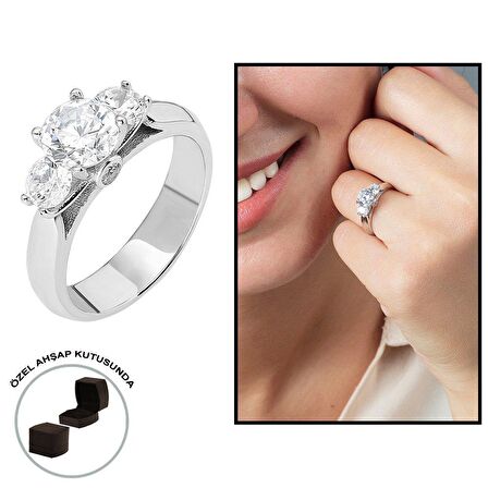 Starlight Diamond Pırlanta Montür 925 Ayar Gümüş Kadın Tria Yüzük