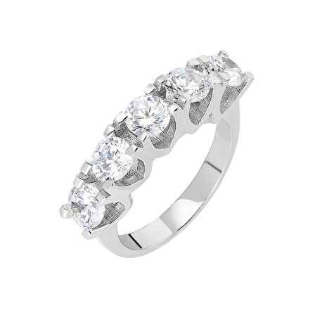 Starlight Diamond Pırlanta Montür "U" Tasarım 925 Ayar Gümüş Bayan Beştaş Yüzük