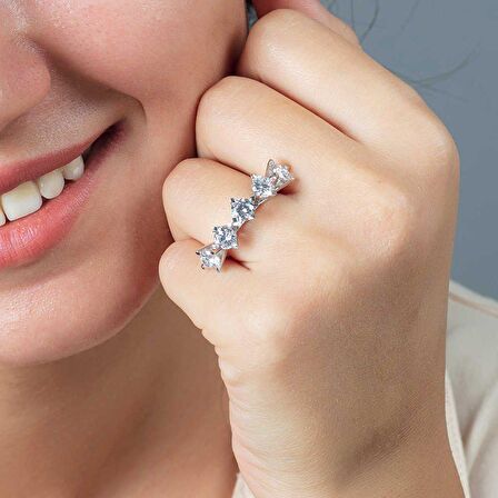 Starlight Diamond Pırlanta Montür Elegance 925 Ayar Gümüş Kadın Beştaş Yüzük