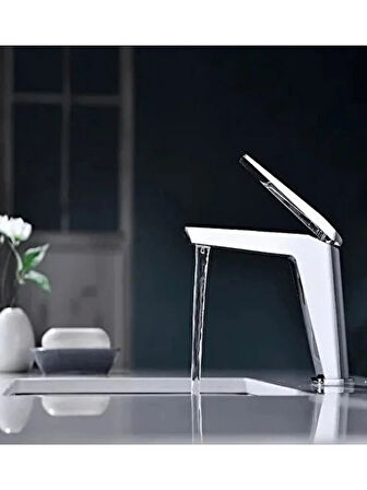 Modern Premium Lavabo Bataryası Sıcak-Soğuk Girişli Krom