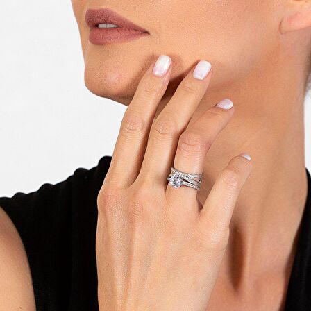 Zirkon Taşlı "Cat's Eye" Tasarım 925 Ayar Gümüş Kadın Tektaş Yüzük