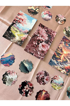 Sakura Washi Bant-Pul Sticker Seti Scrapbook Ajanda Journal Bullet Planner Telefon