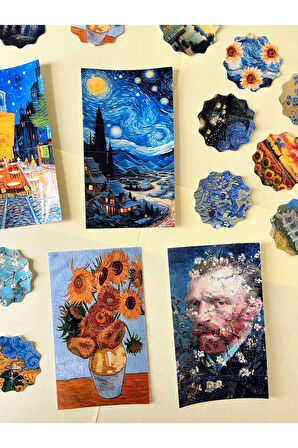 Van Gogh Washi Bant-Pul Sticker Seti Scrapbook Ajanda Journal Bullet Planner Telefon