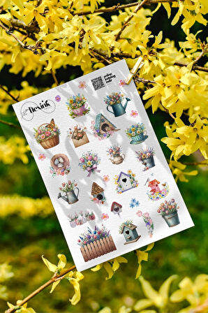 Bahar Çiçekleri  Sticker Seti Scrapbook Ajanda Journal Bullet Planner Telefon