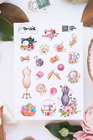 Örgü-Dikiş Sticker Seti Scrapbook Ajanda Journal Bullet Planner Telefon