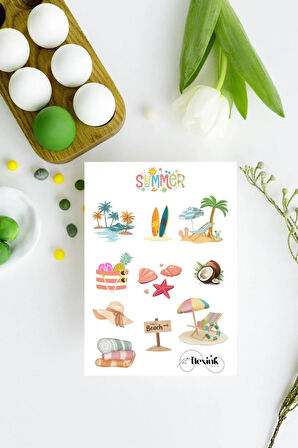 Summer-Yaz Sticker Scrapbook Ajanda Journal Bullet Planner Telefon Çıkartma